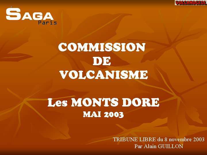 Commission volcanisme SAGA Mont-Dore